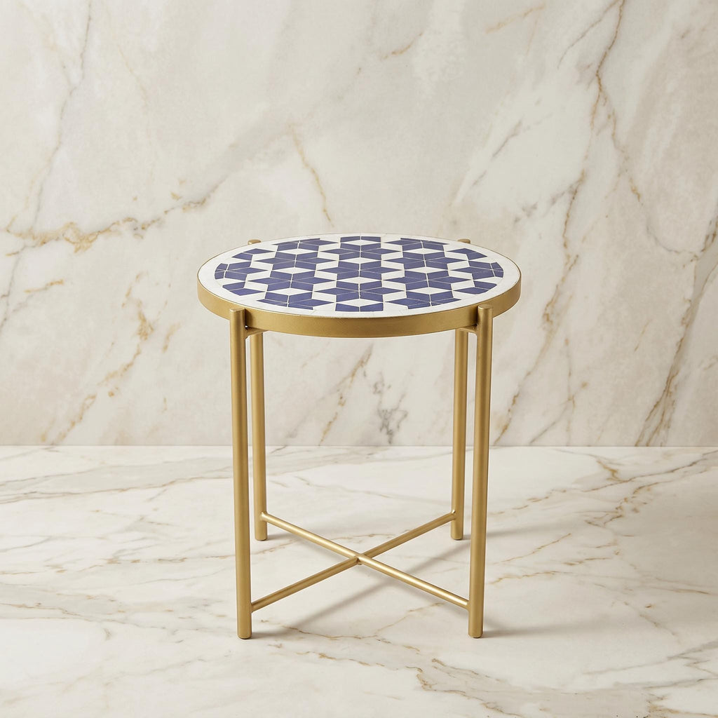 Zellige Tile Table, Emerald Mosaic Accent, 12–48 In Custom Sizes!