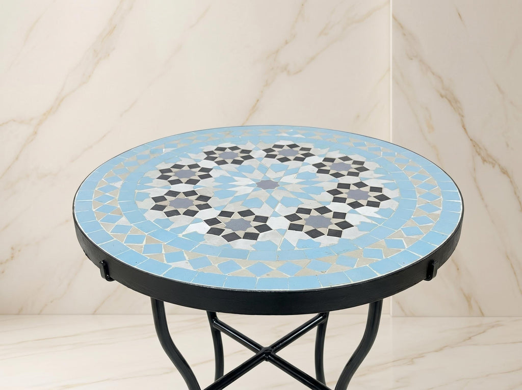 Zellige Tile Table, Handcrafted Moroccan Mosaic Coffee Table 30 In