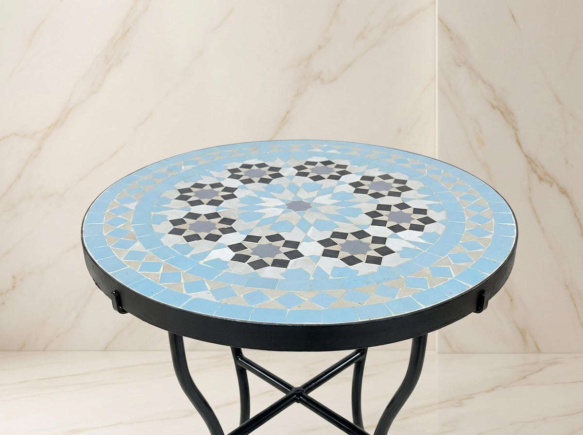 Zellige Tile Table, Handcrafted Moroccan Mosaic Coffee Table 30 In