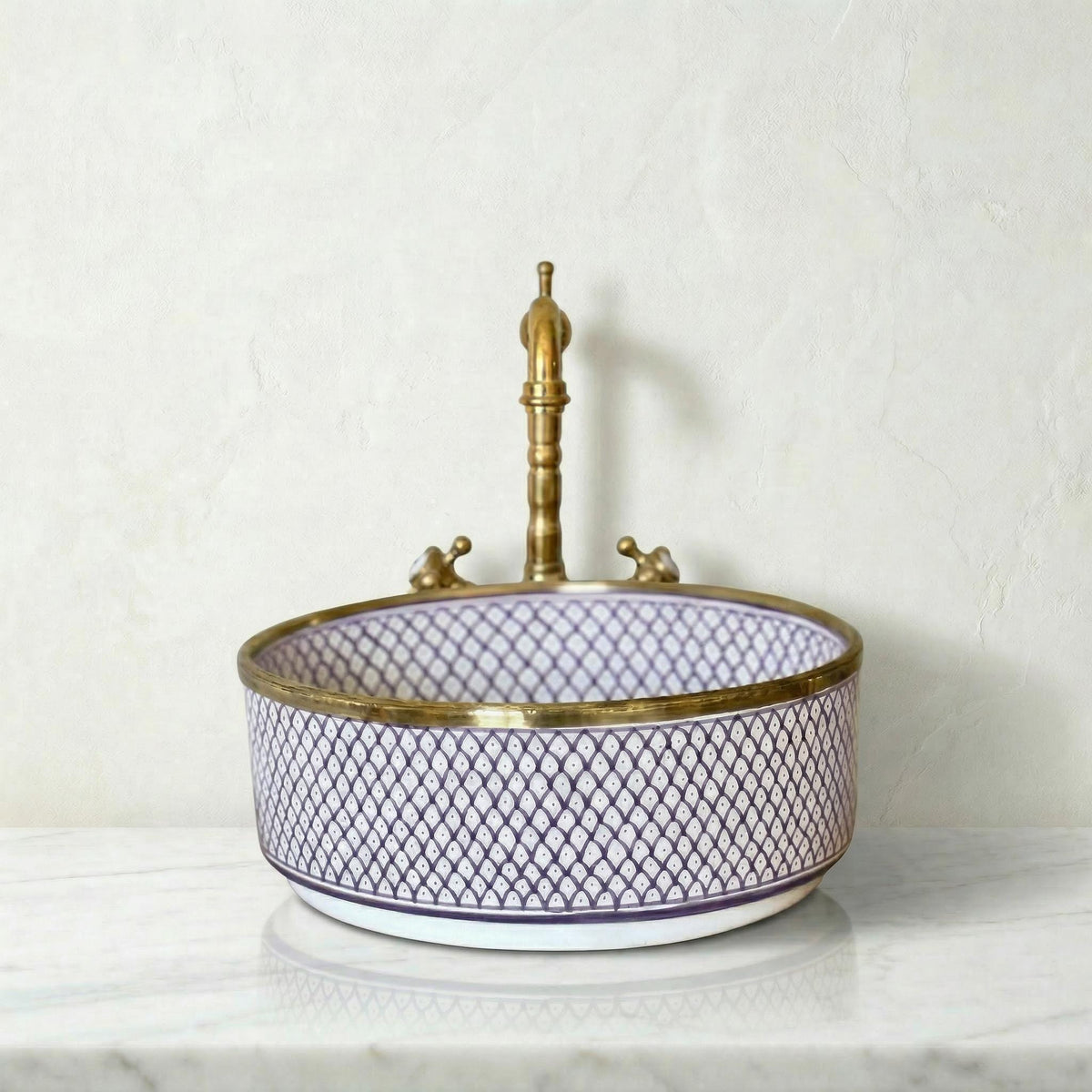 Gold Rim Vessel, Handmade Yellow Ceramic Oval Vanity Sink, 8-16".