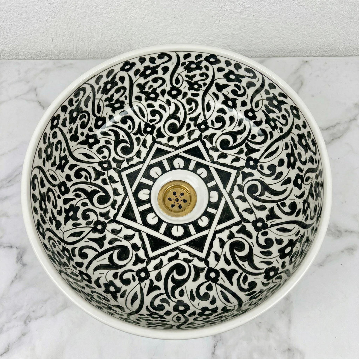 Moroccan Navy Vessel Sink, Hand-Painted Ceramics Double Bowls 14
