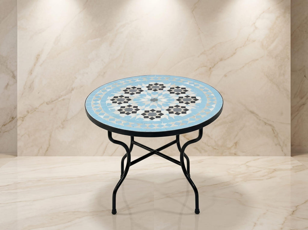 Zellige Tile Table, Handcrafted Moroccan Mosaic Coffee Table 30 In