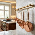 Brass Pot Rail, Handmade Twisted Solid Brass Rod, 1/2in, S Hooks.