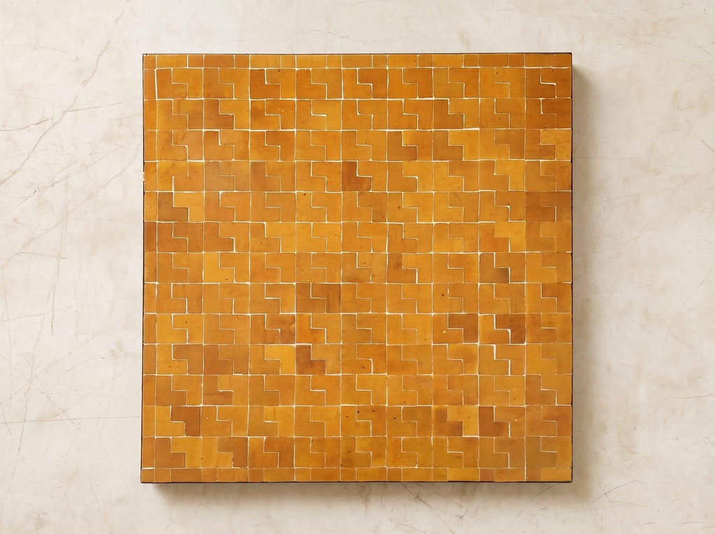 Zellige Tile Bistro Table, Handcrafted Glazed Mosaic Top, 30–120 Cm
