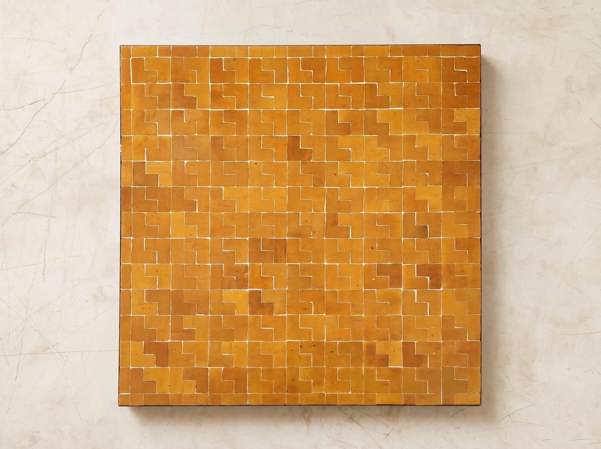 Zellige Tile Bistro Table, Handcrafted Glazed Mosaic Top, 30–120 Cm