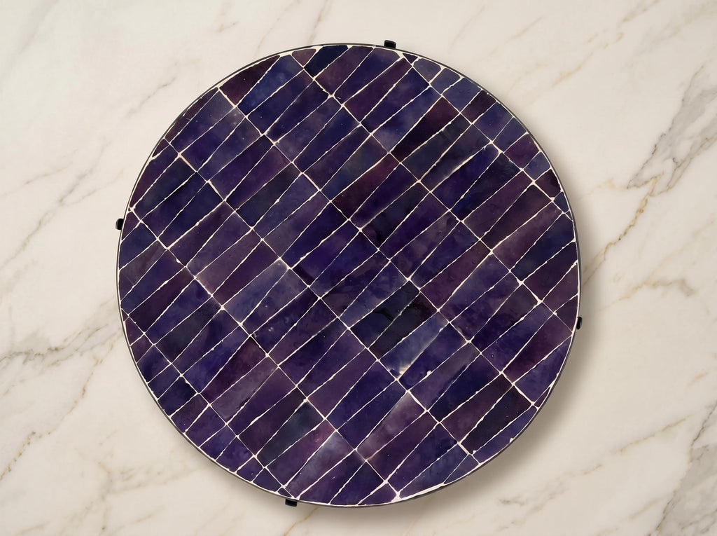 Zellige Tile Table, Round Handcrafted Coffee Glazed Clay 12-48 In
