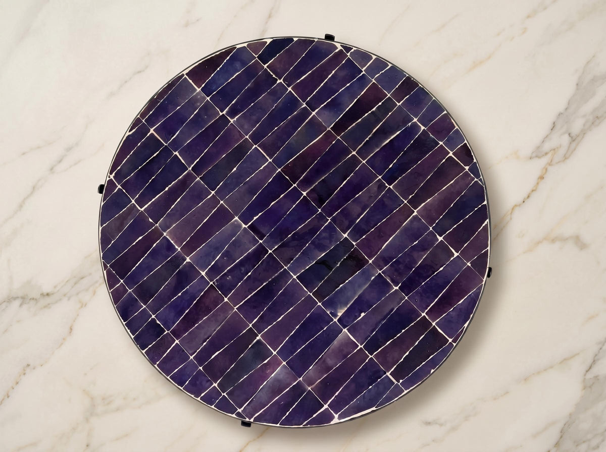 Zellige Tile Table, Round Handcrafted Coffee Glazed Clay 12-48 In