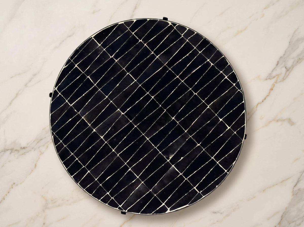 Zellige Tile Table, Round Handcrafted Coffee Glazed Clay 12-48 In