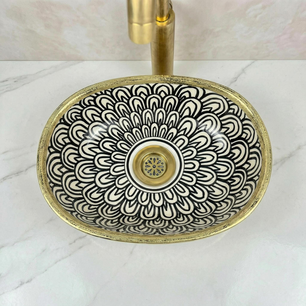 Black Porcelain Vessel Sink, Artisan Oval Porcelain Basin 5 Sizes