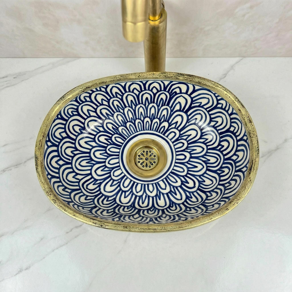Black Porcelain Vessel Sink, Artisan Oval Porcelain Basin 5 Sizes