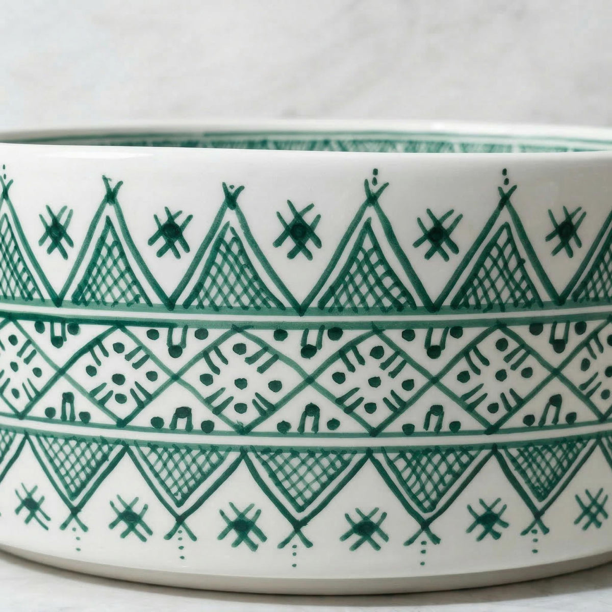 Ceramic Vessel Sink, Moroccan Green Marble, Handmade 8-16" Basin.