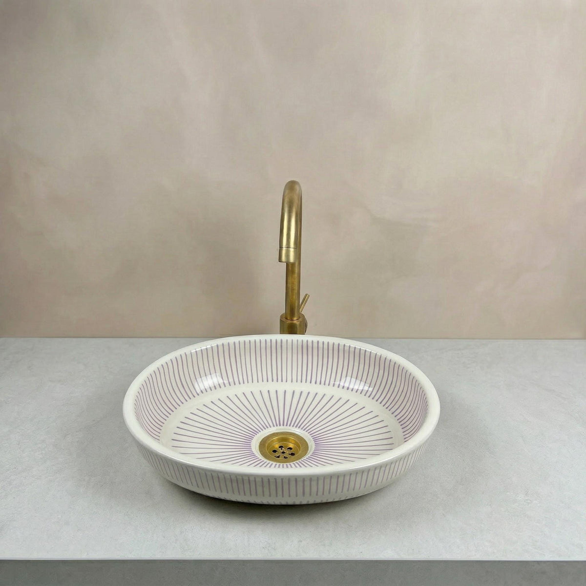 Emerald Ceramic Vessel Sink, Oval Moroccan 40cm, Free Brass Drain