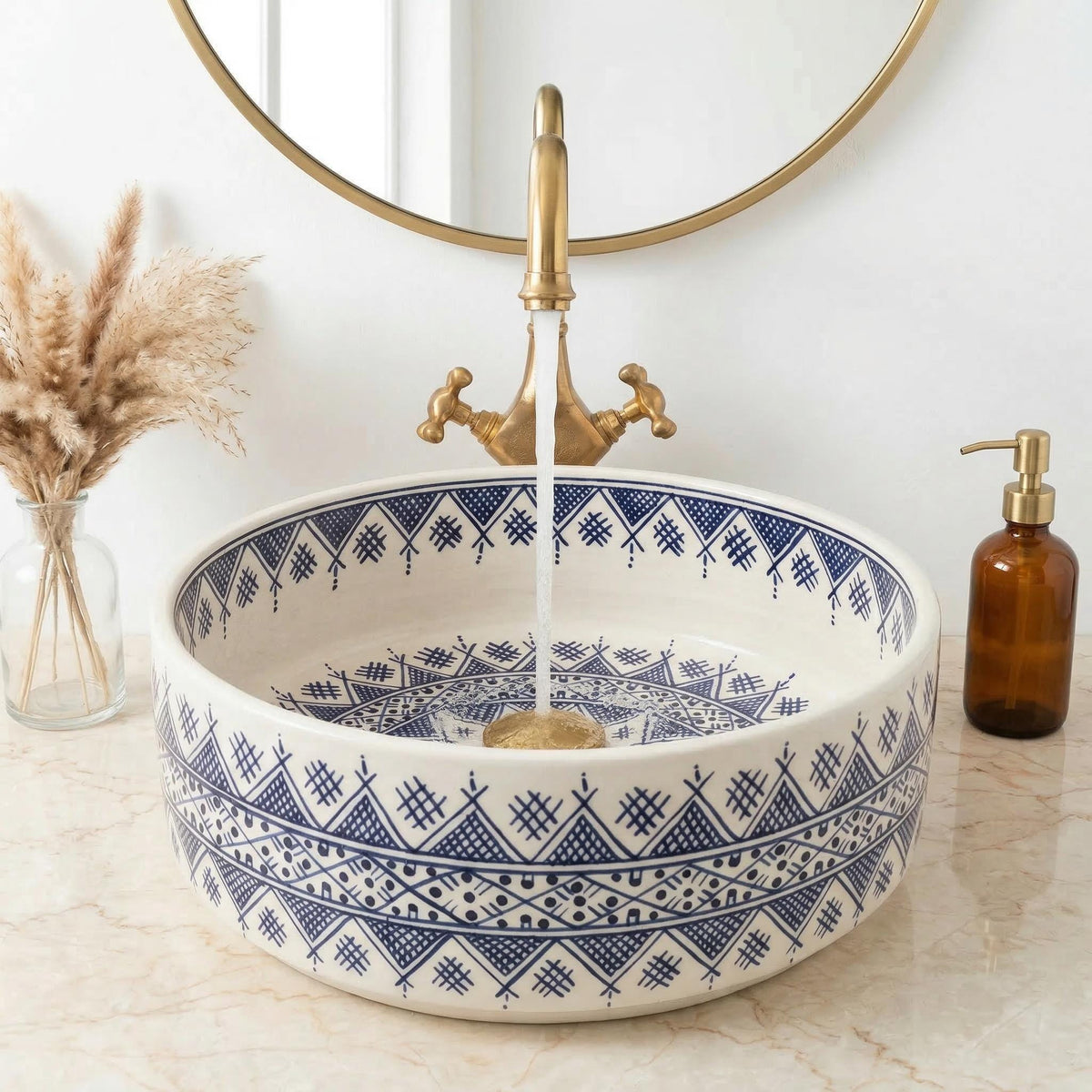 Navy Blue Ceramic Sink, Handmade Vessel Basin 8-16in, Kiln-Fired.