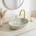 moroccan ceramic vessel sink, Sage Oval Handmade 38cm Brass Drain
