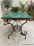 Moroccan Zellige Tile Table, Hand-Laid Mosaic Top, 48In Round For
