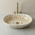 Ceramic Vessel Sink' Navy Oval Hand-Painted Fes, 40cm Small Vanity