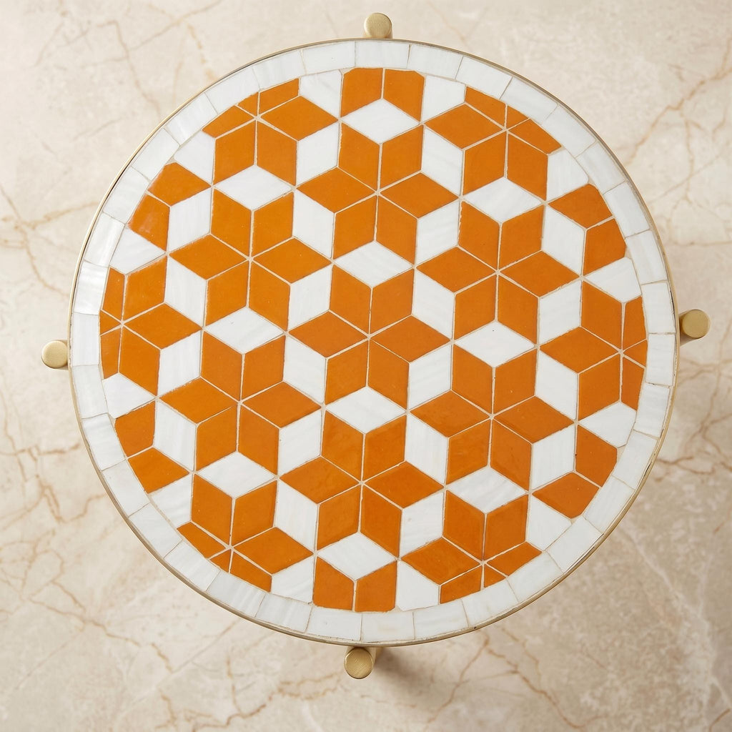 Zellige Tile Table, Emerald Mosaic Accent, 12–48 In Custom Sizes!