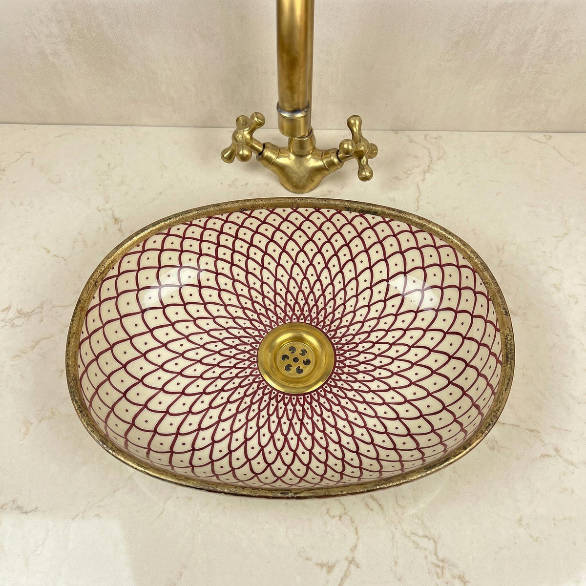red ceramic vessel sink, Ruby Red Oval Porcelain Sink, 5 Sizes XL