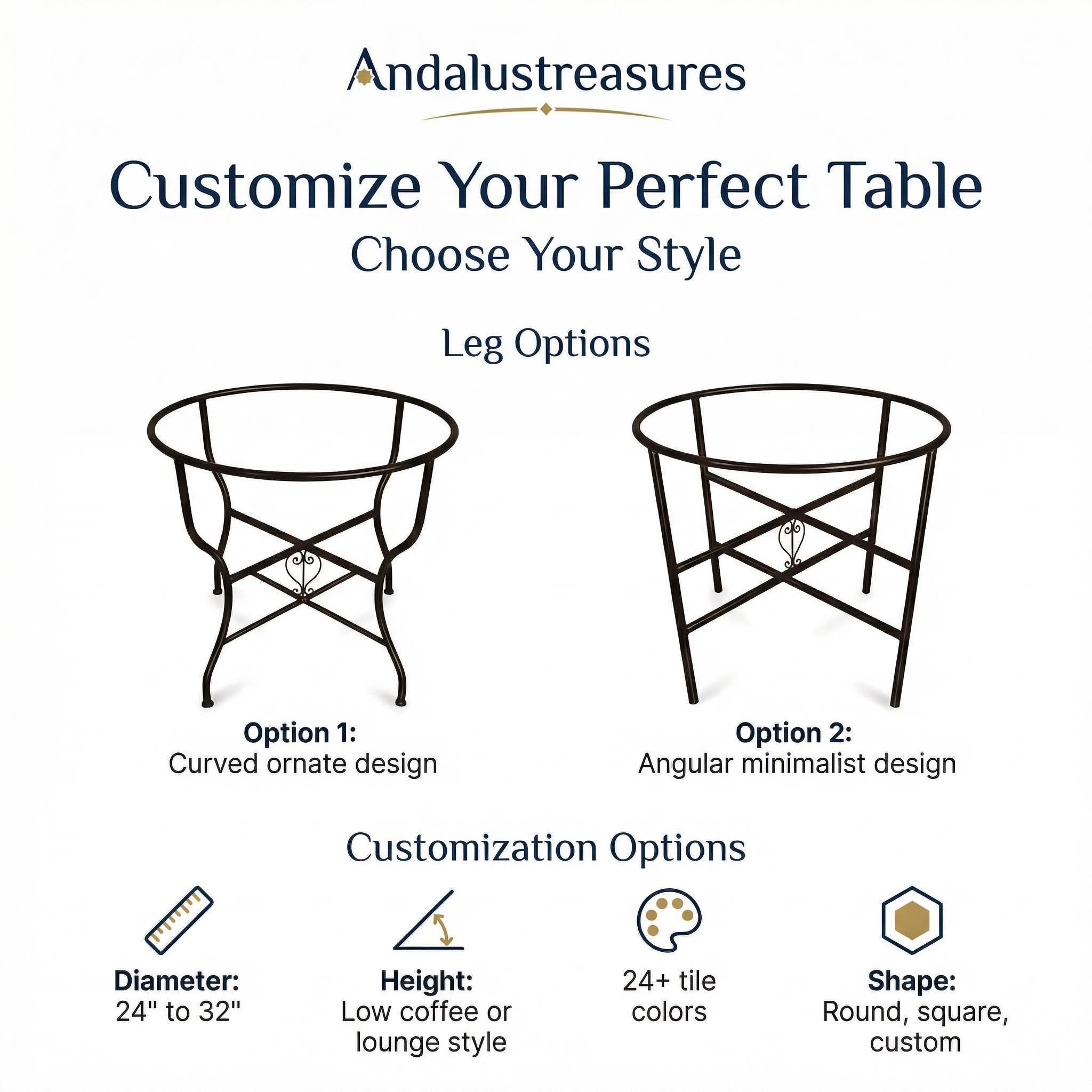 Moroccan Mosaic Tile Table, Round Zellige 36 In Coffee Table, Iron