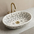 Ceramic Vessel Sink' Cobalt Oval 40cm Porcelain Basin BrassDrain
