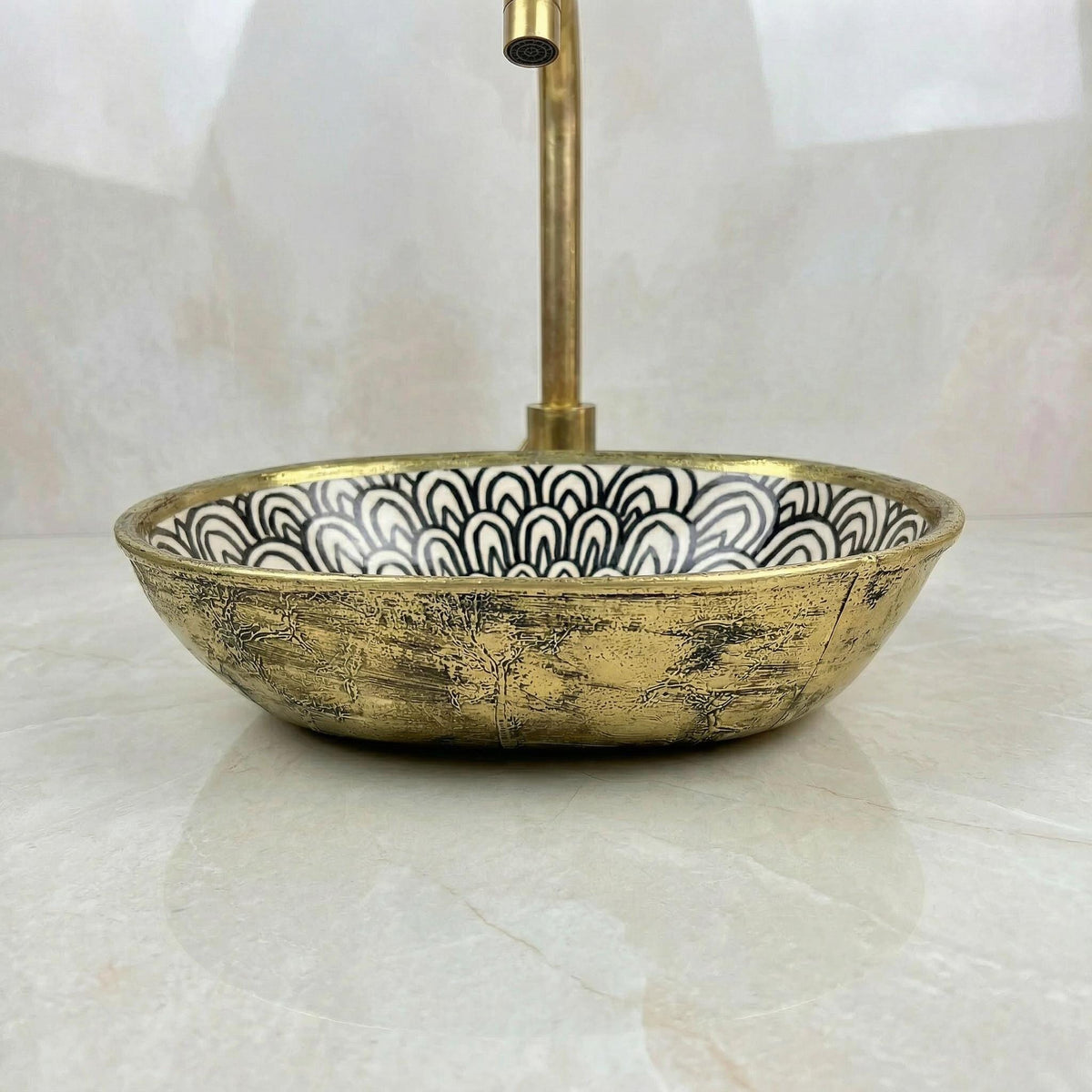 Black Porcelain Vessel Sink, Artisan Oval Porcelain Basin 5 Sizes
