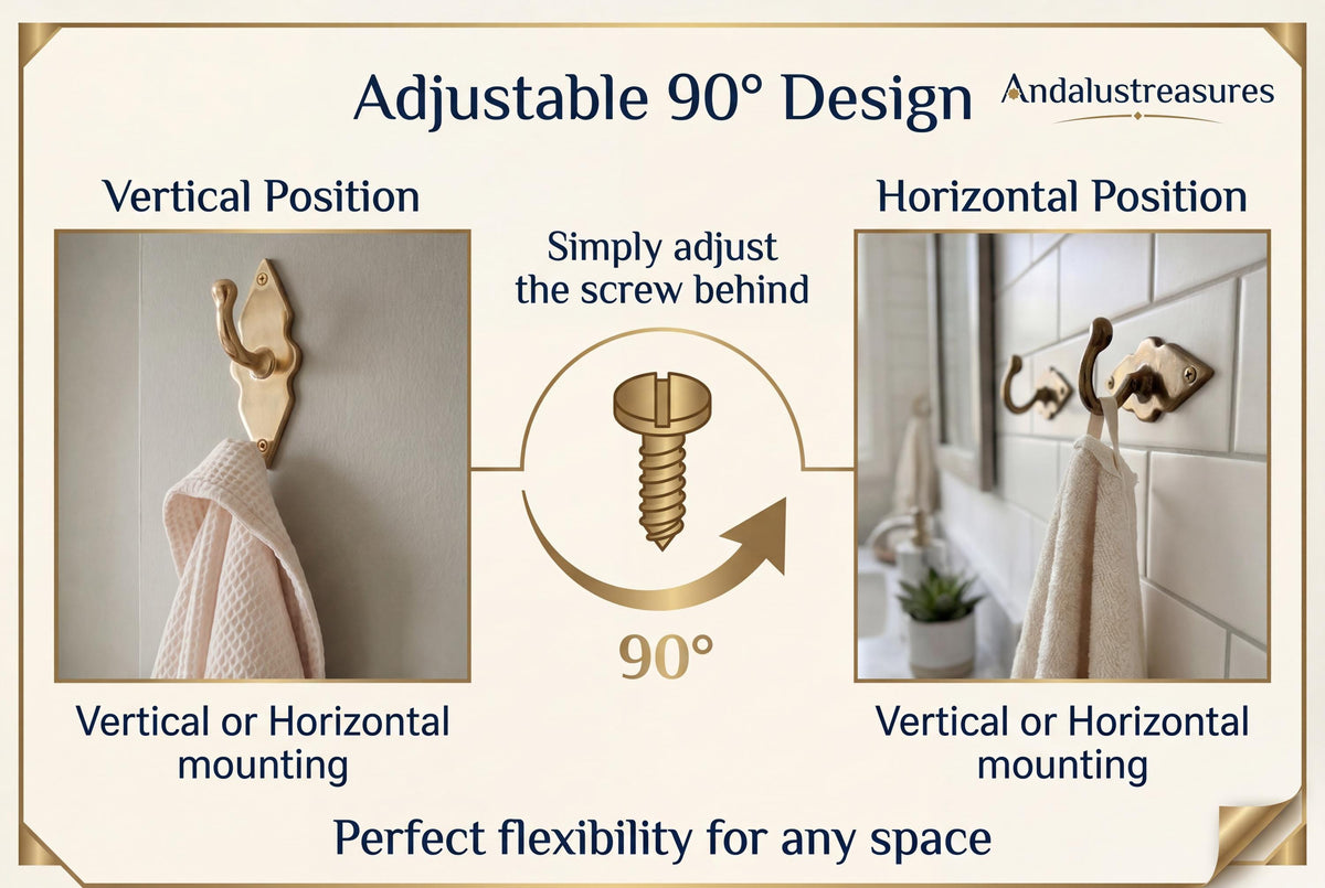 Rustic Brass Wall Hooks, Handmade Unlacquered 8 Cm Moroccan Hooks
