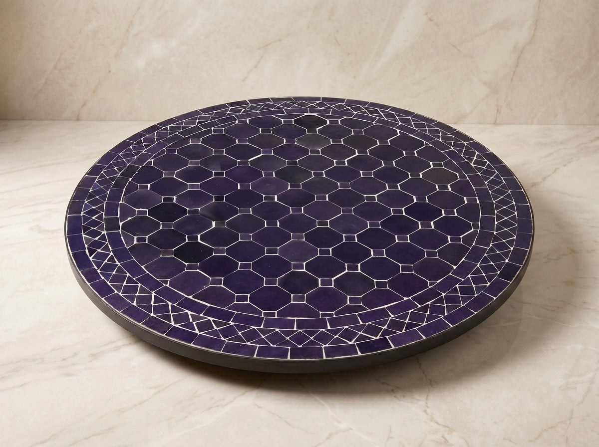 Zellige Mosaic End Table, Powder Iron Base, Indoor/Outdoor, Custom