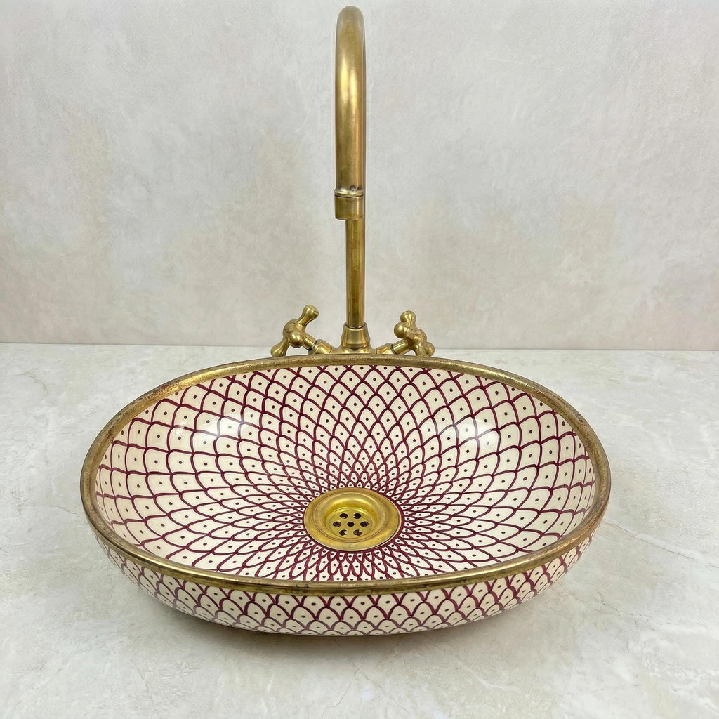 Handmade Ceramic Vessel Sink, Oval Teal Green, Gloss Porcelain New