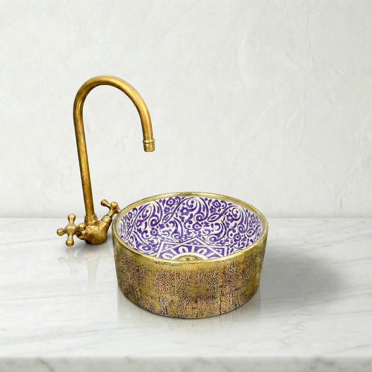 Moroccan Ceramic Vessel Sink Emerald Green, Handmade Compact 30cm