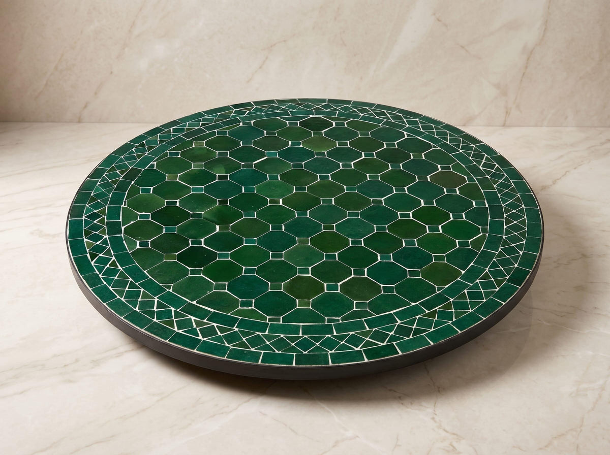 Zellige Mosaic End Table, Powder Iron Base, Indoor/Outdoor, Custom