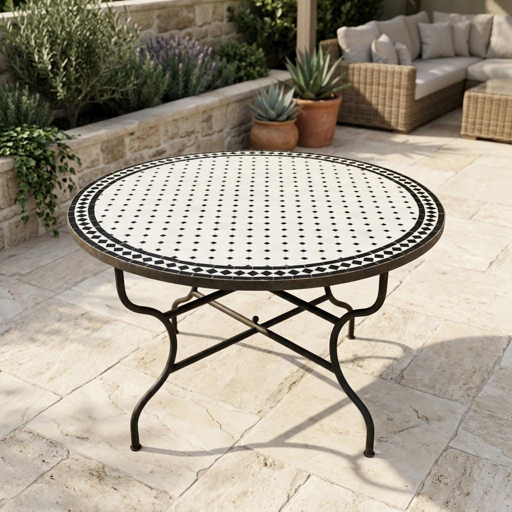 Moroccan Mosaic Table, Round Zellige Mosaic Table, 30-120 Cm Made