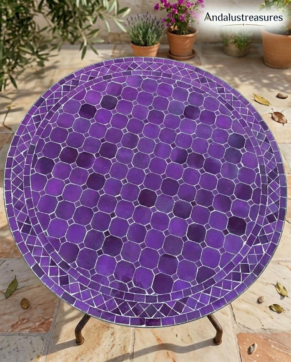 Moroccan Zellige Coffee Table, Tile Top, Powder Iron Base 12–48In