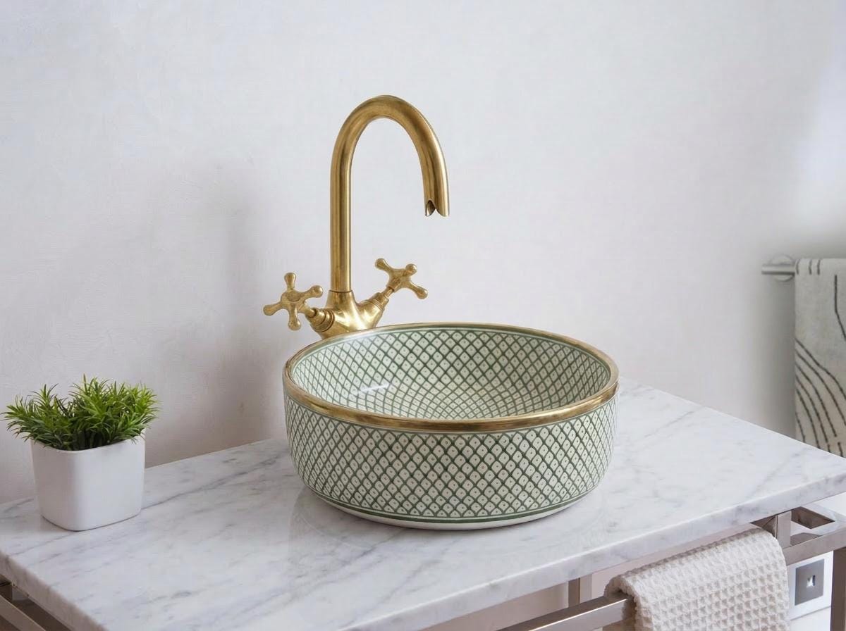 Brass Double Handle Faucet, High-Arc Gooseneck, Solid Brass Aged.