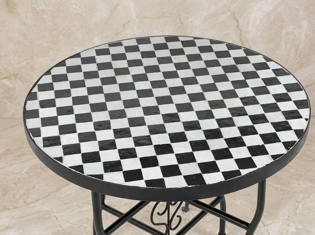 Handmade Zellige Table, Weatherproofed Terracotta Mosaic, 12-48 In