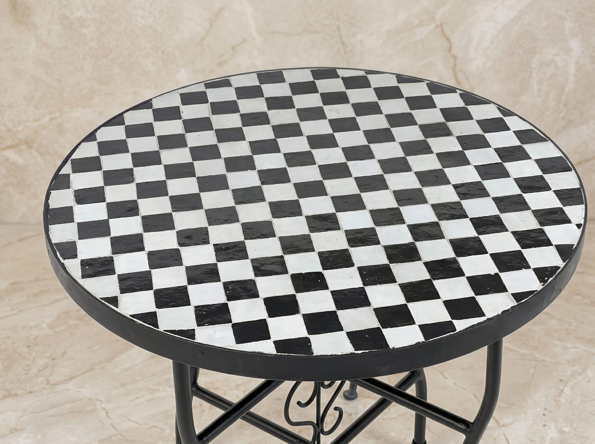 Handmade Zellige Table, Weatherproofed Terracotta Mosaic, 12-48 In