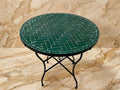 Zellige Coffee Table, Handmade Cobalt Sage Mosaic, Weatherproof UV