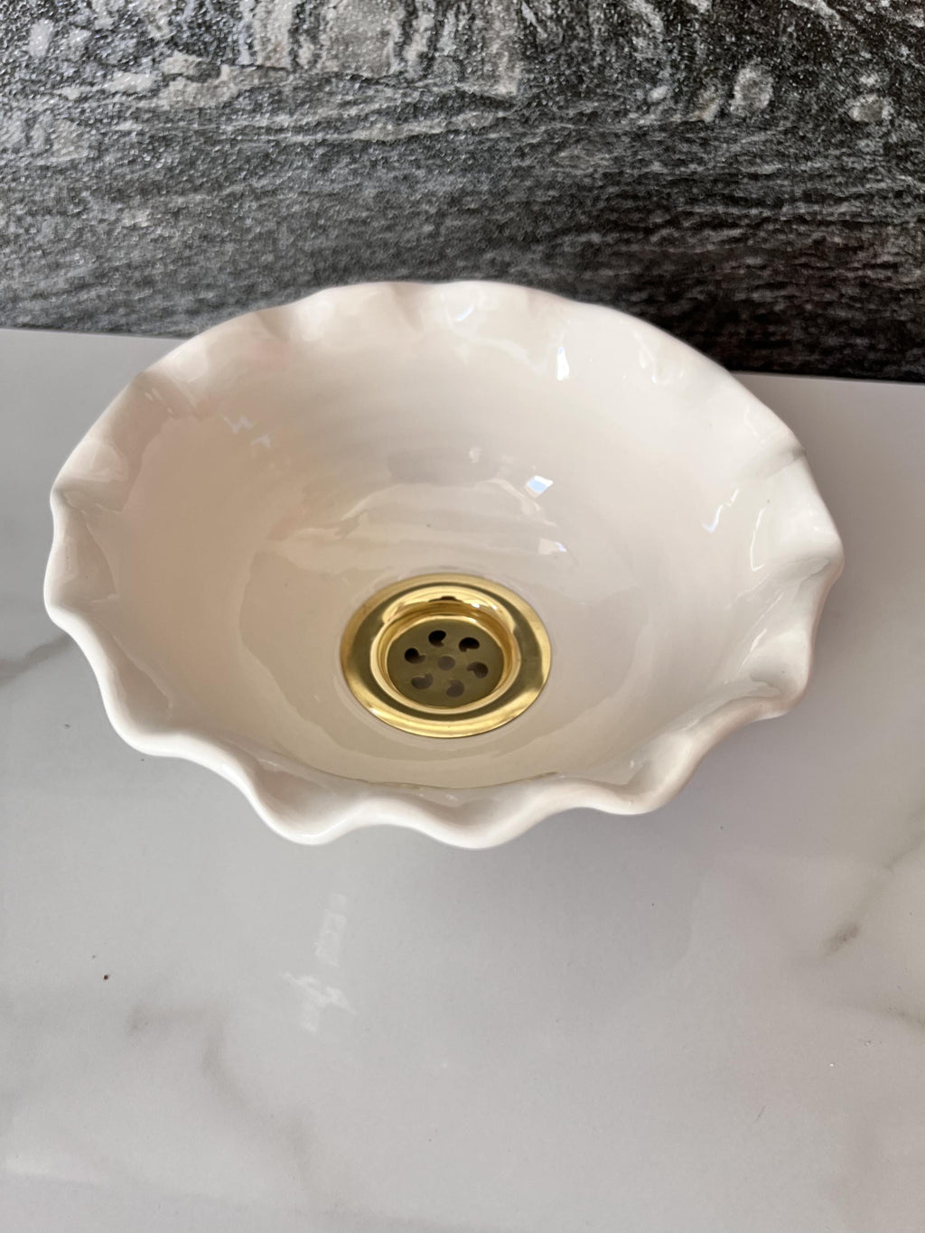 moroccan ceramic vessel sink Hand-Painted Tinin Basin Brass Drain