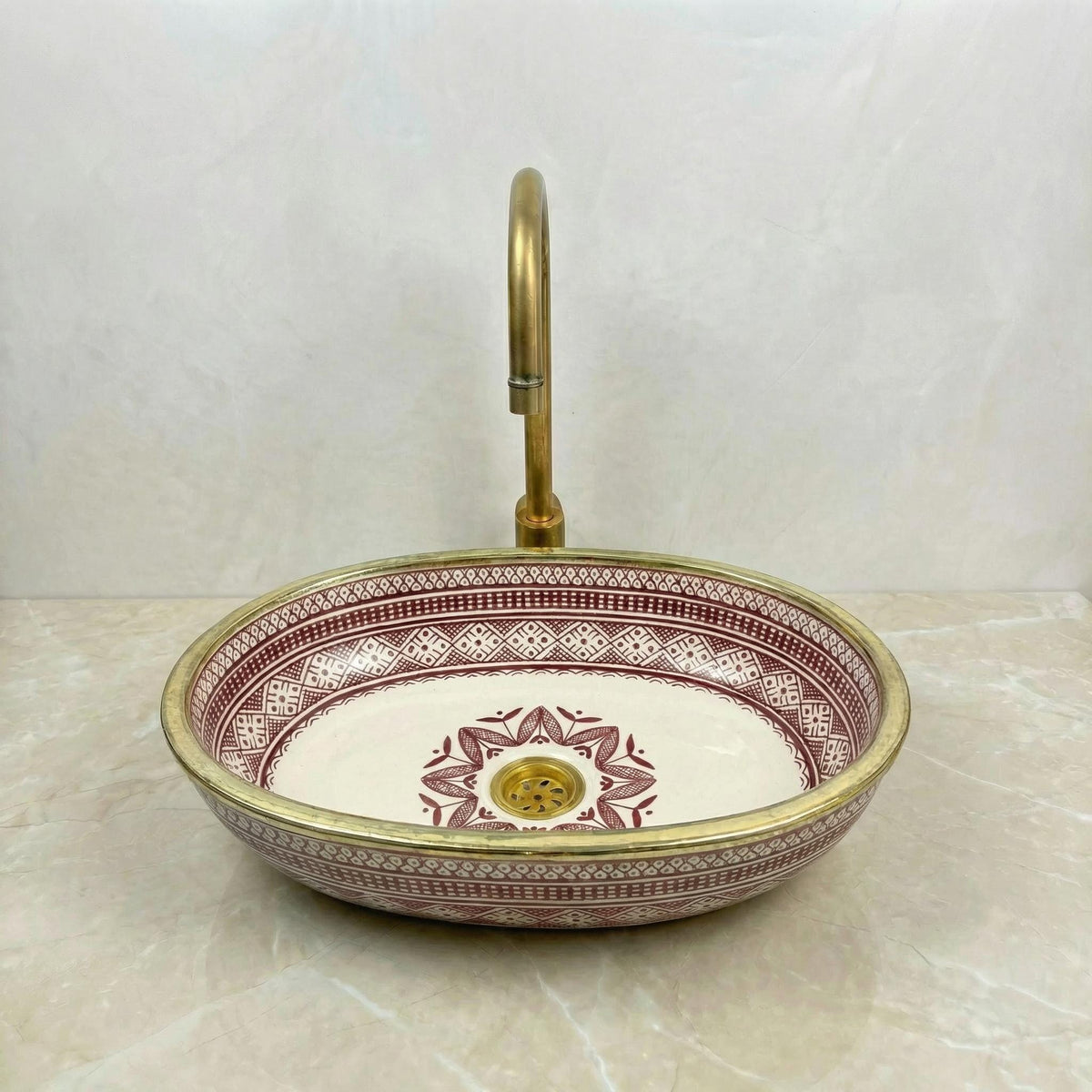 Sage Green Vessel Sink, Oval Hand-Glazed Porcelain 38x29–48x33 cm