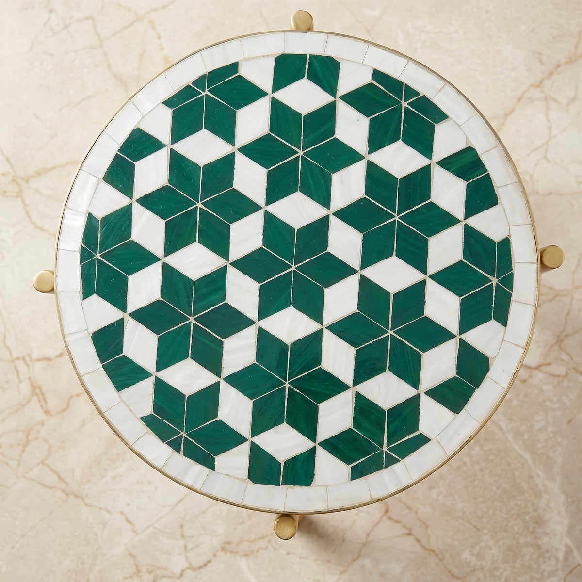 Zellige Tile Table, Emerald Mosaic Accent, 12–48 In Custom Sizes!