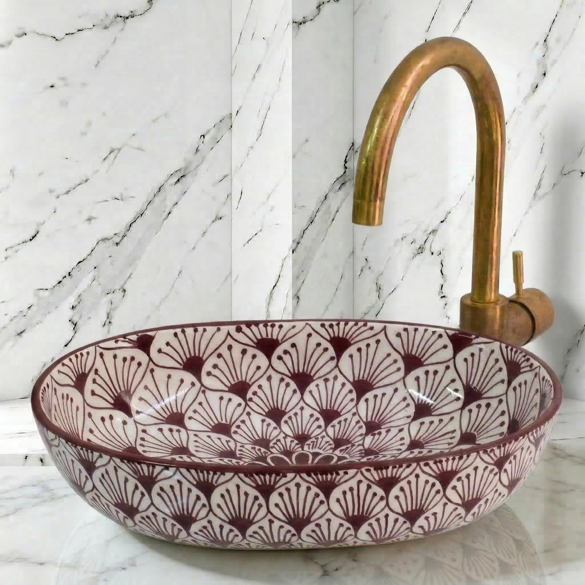 moroccan bathroom sink, Oval Handmade Turquoise Vanity Basin 40cm