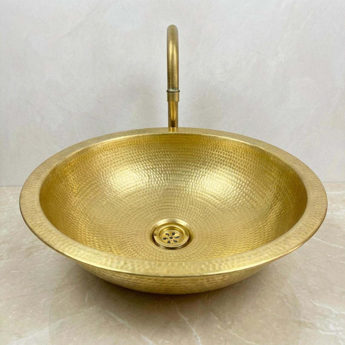 moroccan brass sink, Hammered Brass Vanity Basin, Gold Finish, Fez