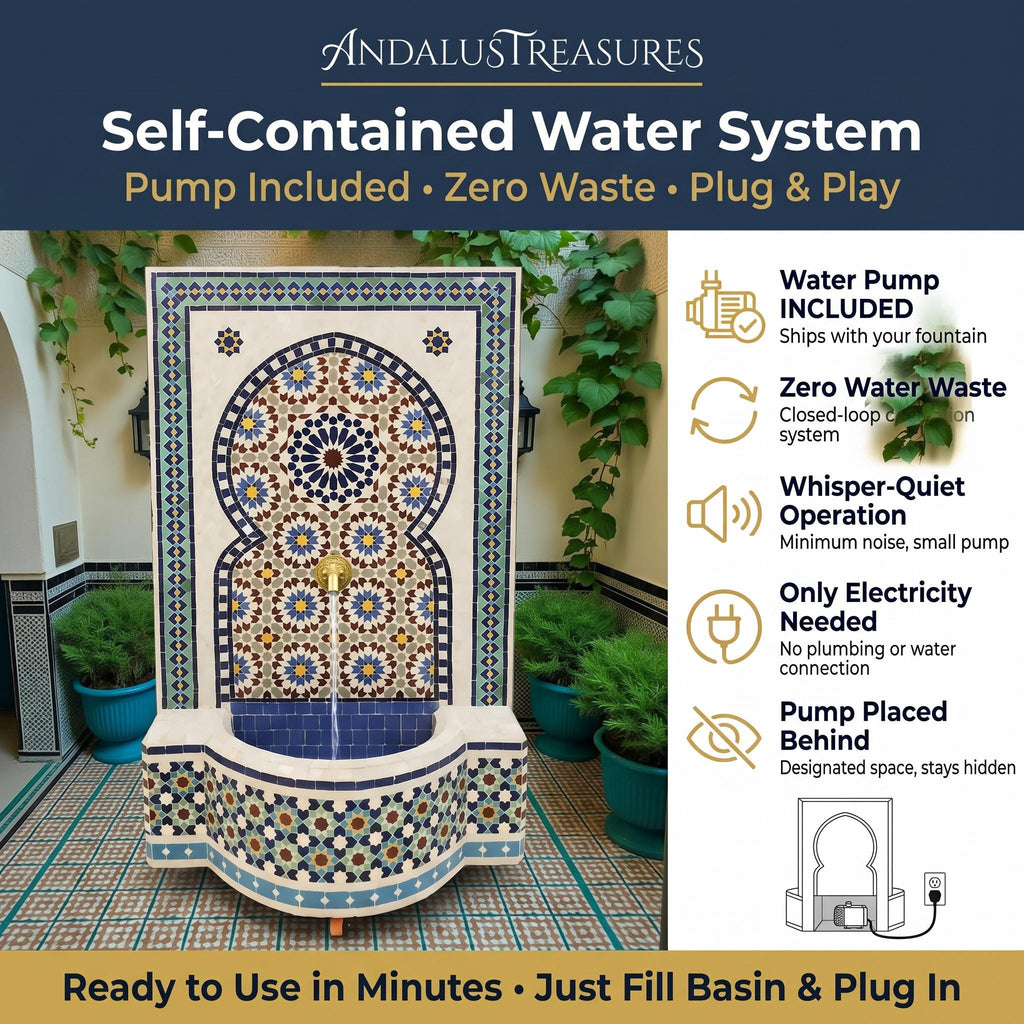 moroccan mosaic fountain, Handmade Indoor Outdoor Patio With Pump