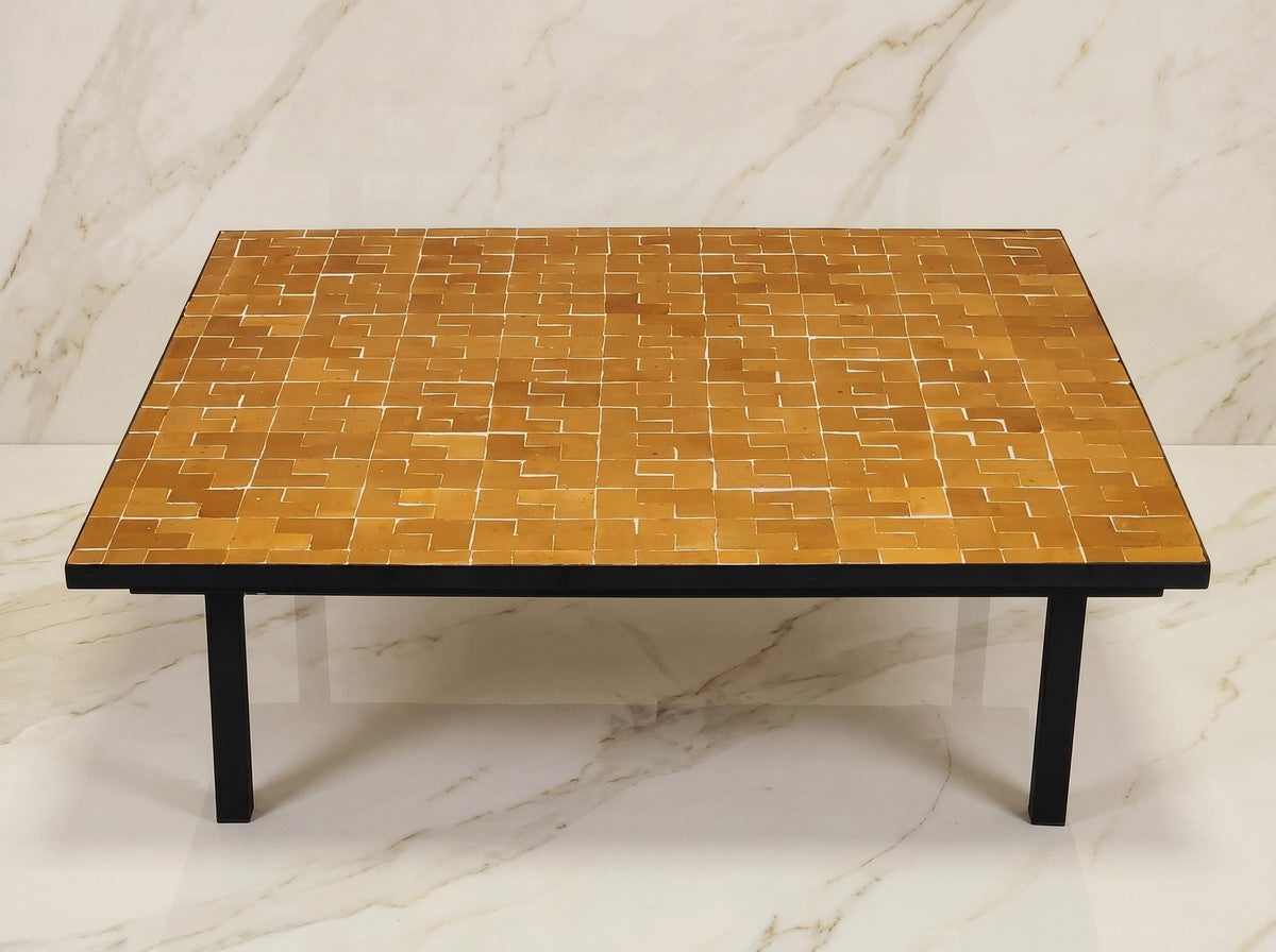Zellige Tile Bistro Table, Handcrafted Glazed Mosaic Top, 30–120 Cm