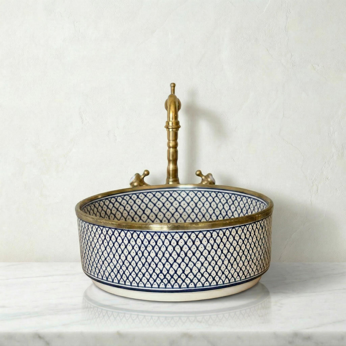 Gold Rim Vessel, Handmade Yellow Ceramic Oval Vanity Sink, 8-16".