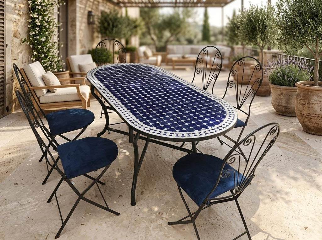 mosaic tile table, Zellige Top, Moroccan Round Accent - 30-120cm.