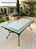 Moroccan Mosaic Table, Round Zellige Tile Powder-Coated Iron Base