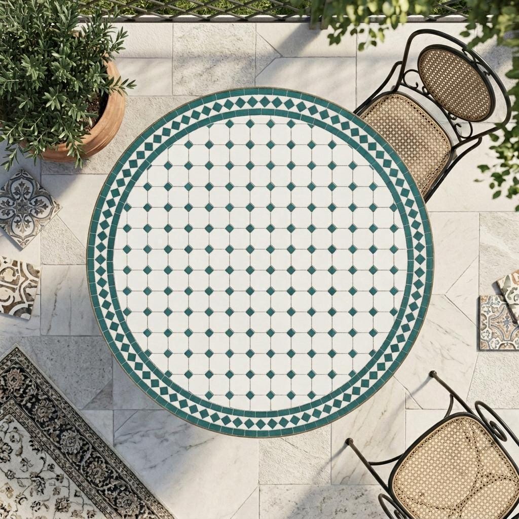Moroccan Mosaic Table, Round Zellige Mosaic Table, 30-120 Cm Made