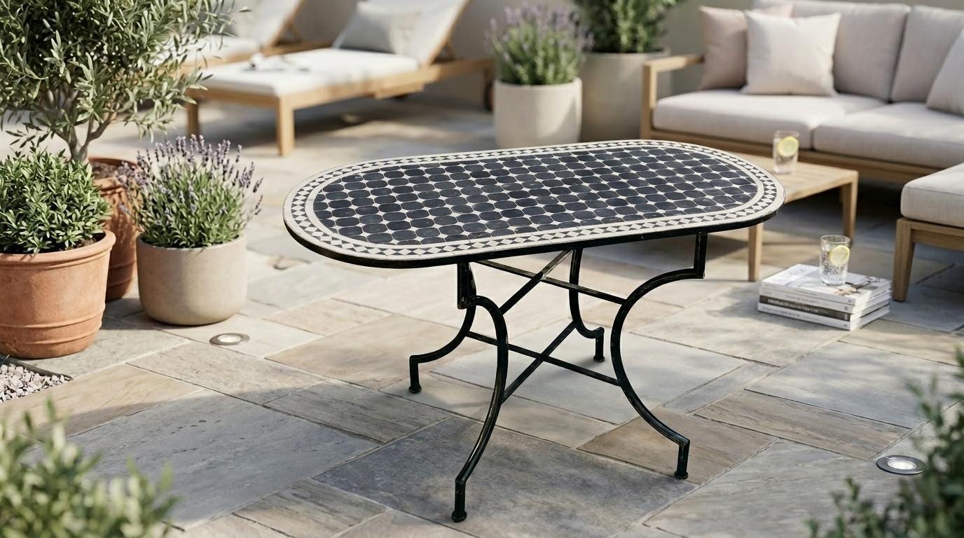 mosaic tile table, Zellige Top, Moroccan Round Accent - 30-120cm.