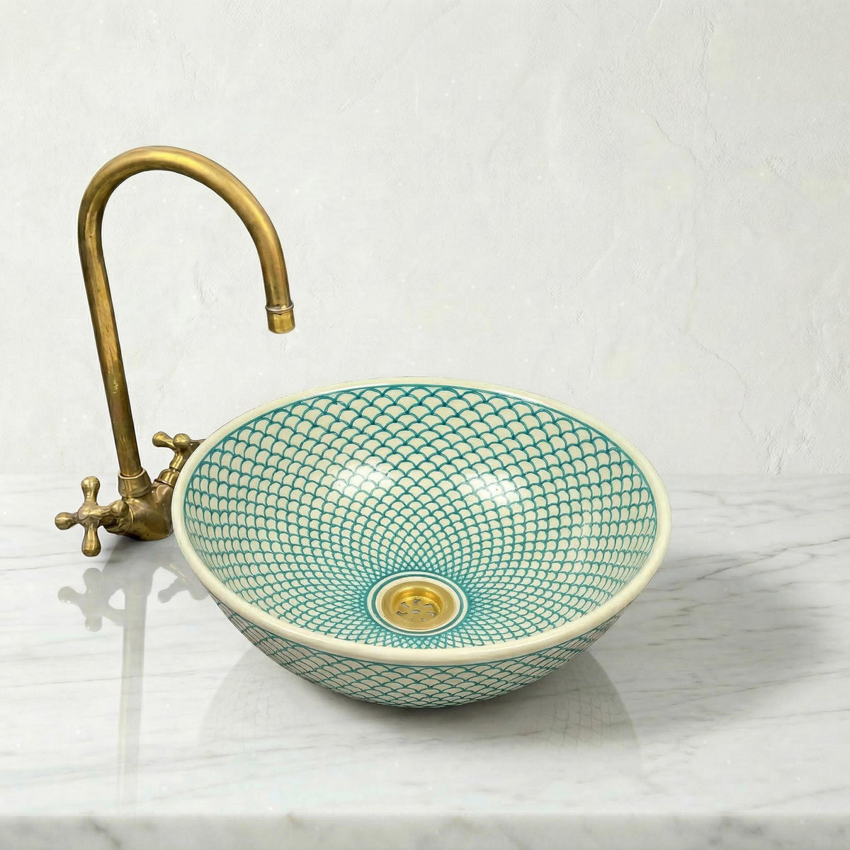 Moroccan Vessel Sink, Hand-Painted Burgundy Ceramic, 8-16" Round.