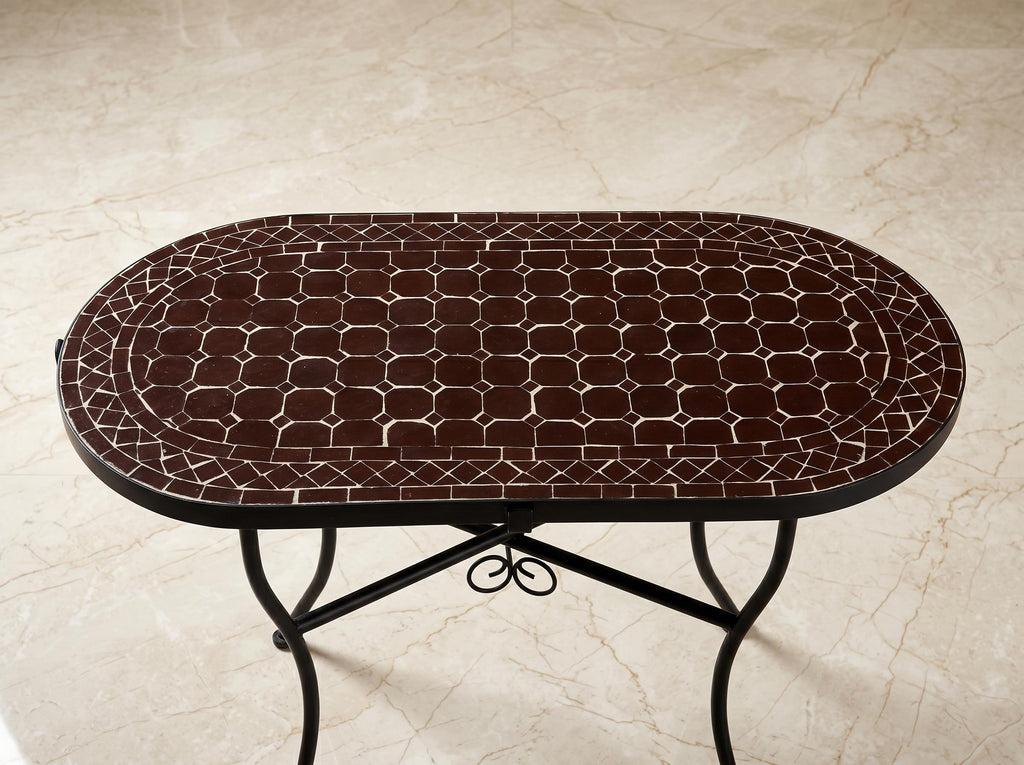 zellige tile table, Round Moroccan Mosaic, Coffee-Height 12-48In.